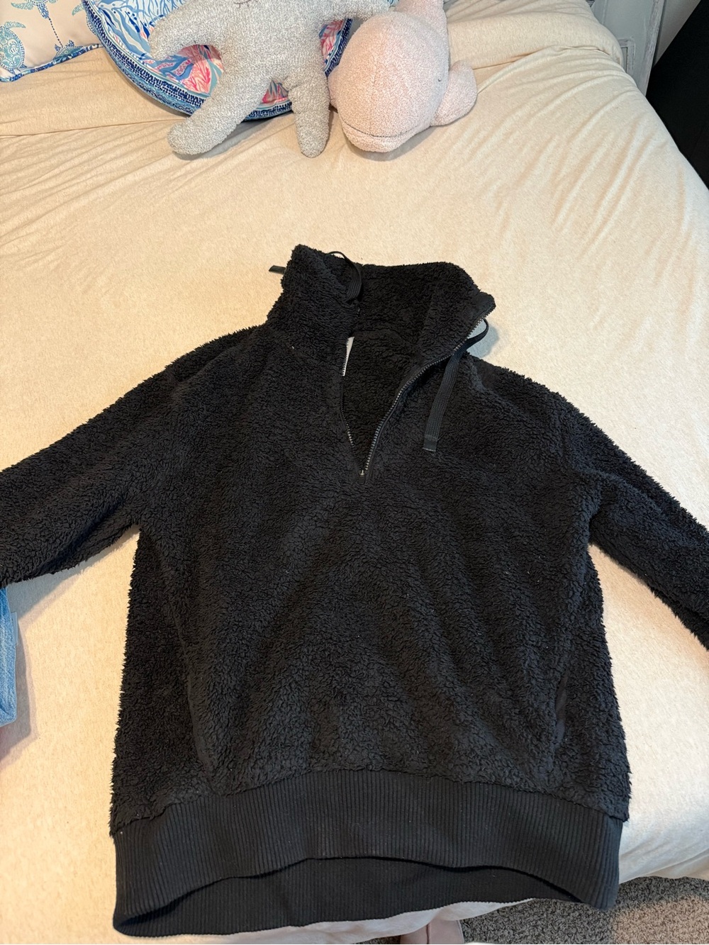 Athleta Black Sherpa Quarter-Zip Pullover